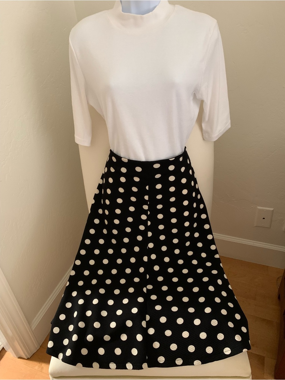 Lapis Black Skirt with White Polka Dots